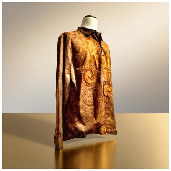 Polo Ralph Lauren Custom Fit Paisley Shirt XL | Gold Baroque Print - Picture 4 of 9